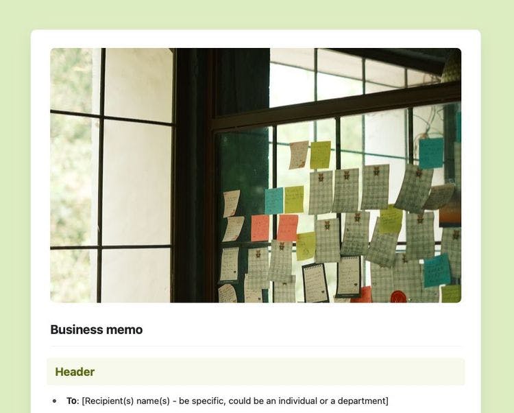 Craft Free Template: Business memo in Craft