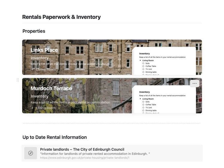 Craft Free Template: Rental Inventory