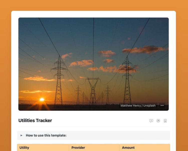 Craft Free Template: Utilities Tracker