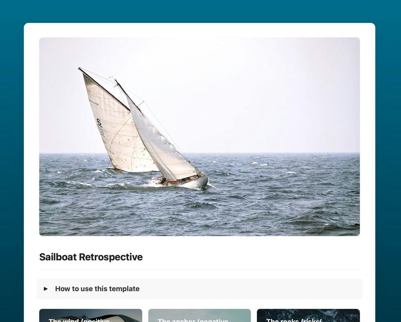 Sailboat retrospective template built using Craft