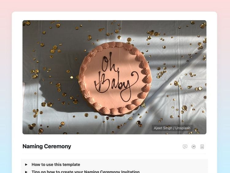 Craft Free Template: Naming Ceremony