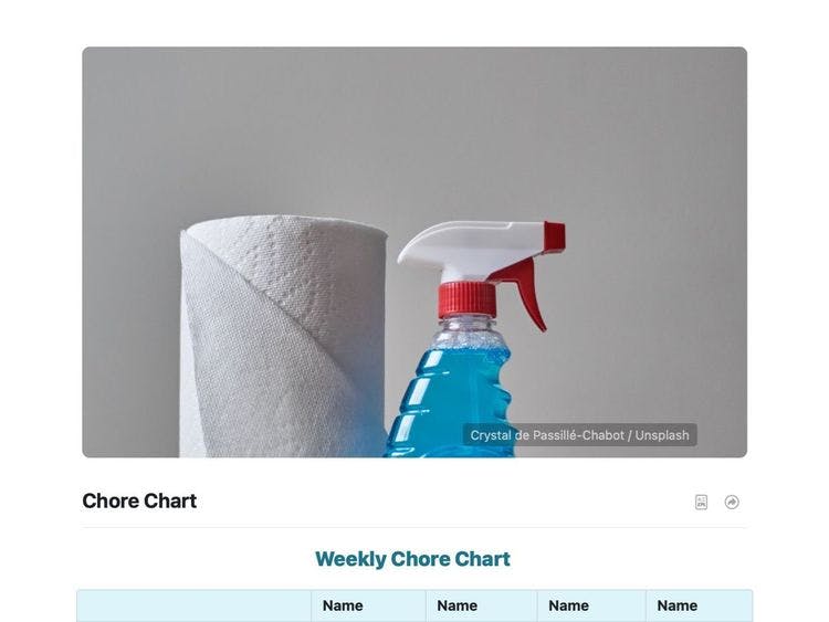 Craft Free Template: Chore Chart