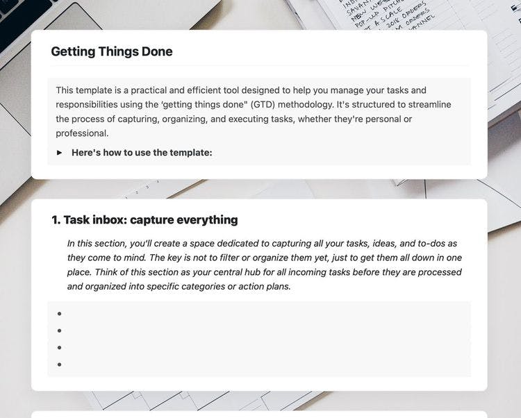 Craft Free Template: Getting things done in craft