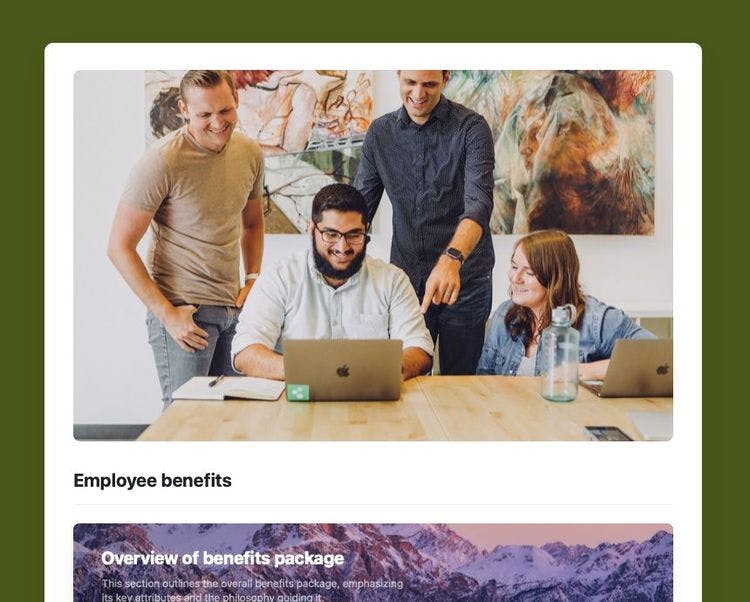 Craft Free Template: Employee benefits in Craft