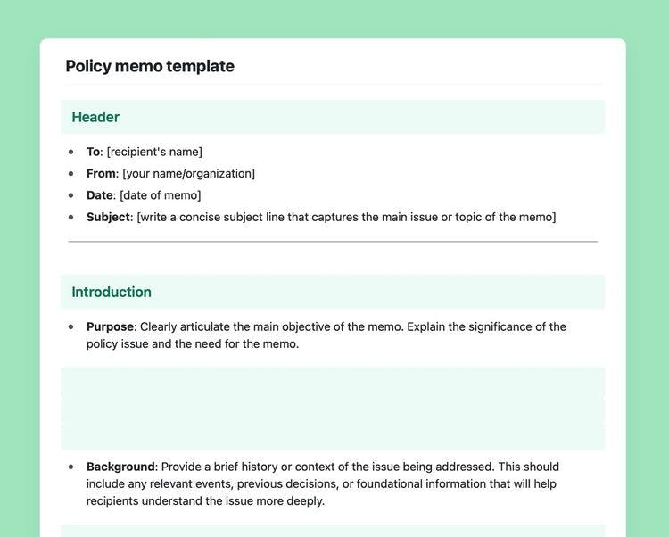 Craft Free Template: Policy memo in craft 
