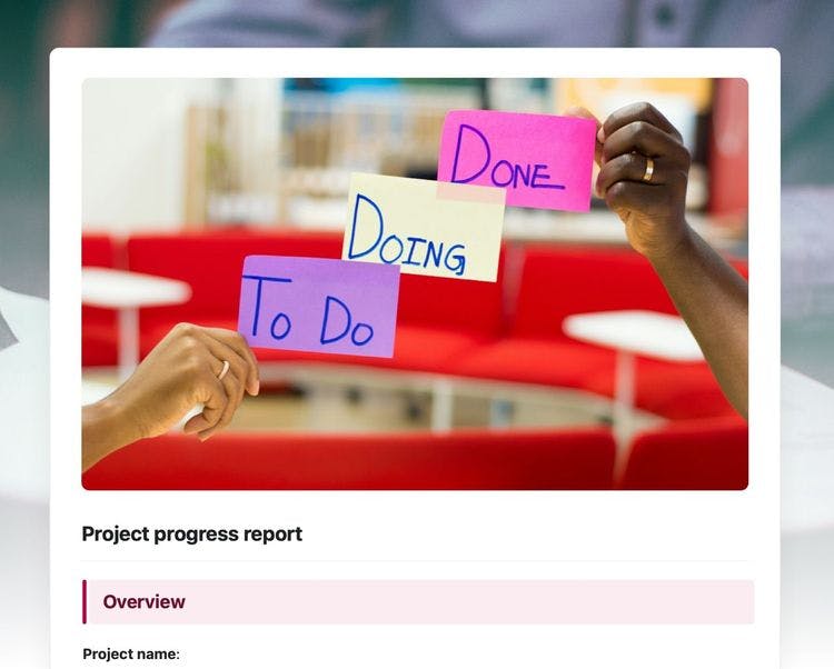 Craft Free Template: Project progress report in craft