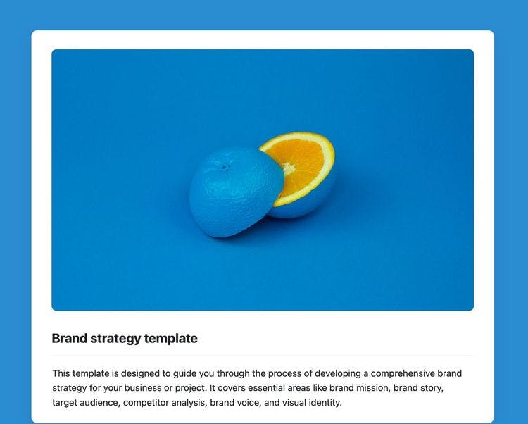 Craft Free Template: Brand strategy template in Craft showing instructions.