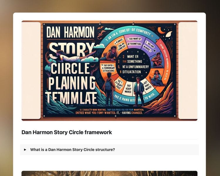 Craft Free Template: Dan Harmon Story Circle framework template in Craft.