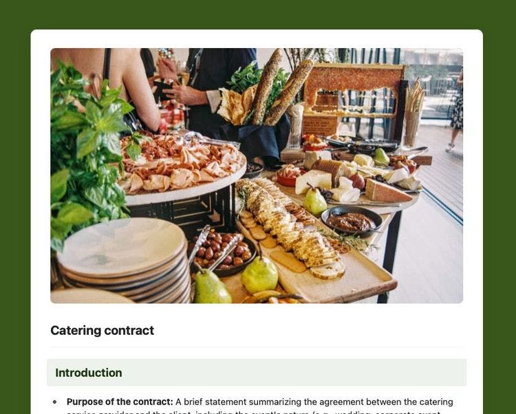 Catering contract in Craft
