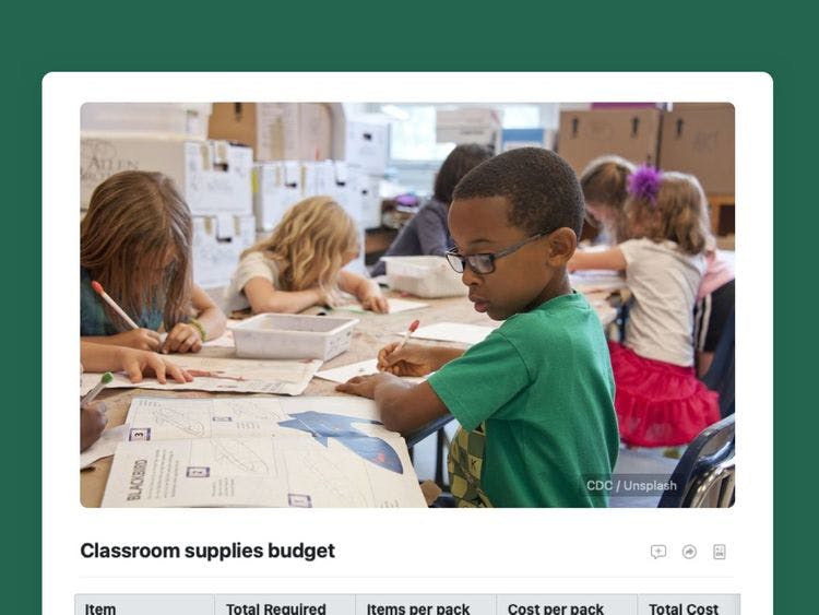 Classroom Supplies Budget Tracker Template