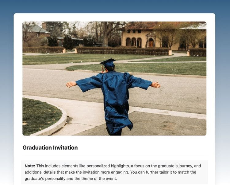 Graduation invitation in craft