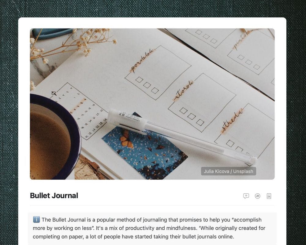 Craft Digital Bullet Journal Template