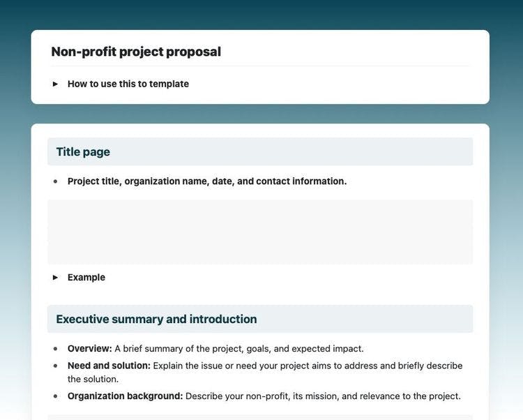 Craft Free Template: Non-profit project proposal in Craft