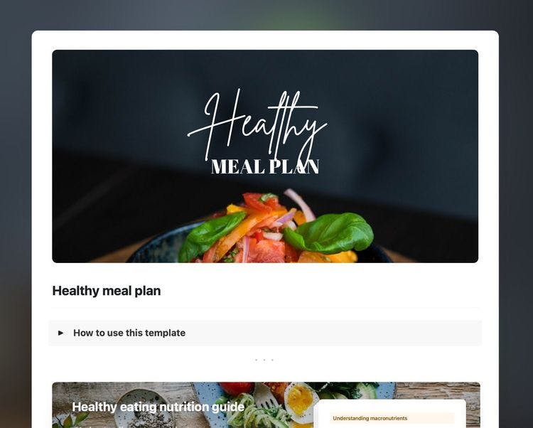 Healthy meal plan template in Craft.