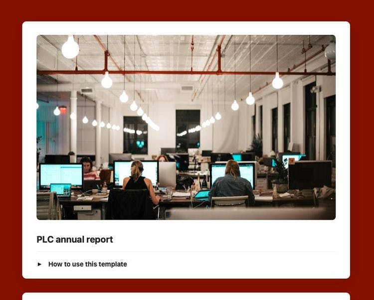 Craft Free Template: PLC annual report in Craft 
