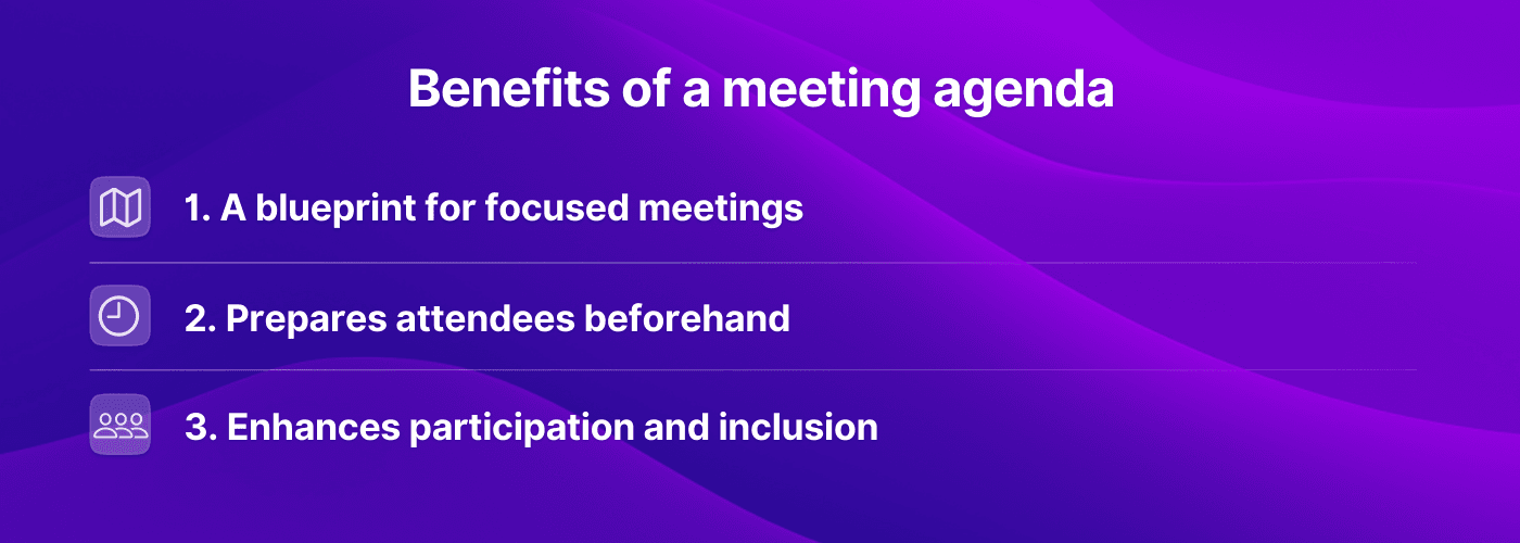List of benefits of meeting agendas