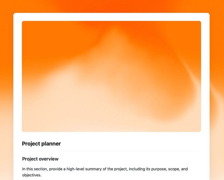 Project planner template in Craft showing instructions.