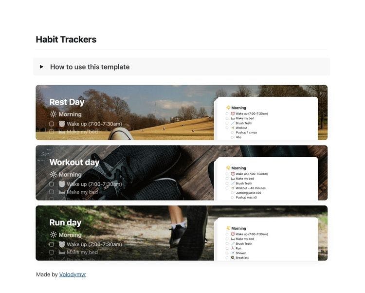 Habit tracker template in Craft