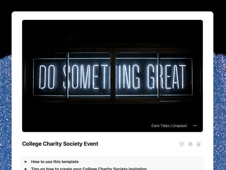 Craft Free Template: College Charity Society Event