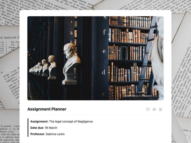 Craft Free Template: Assignment Planner