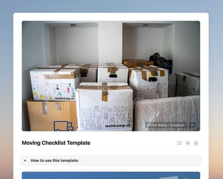 Craft Free Template: Moving checklist