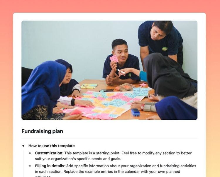 Craft Free Template: Fundraising plan in Craft