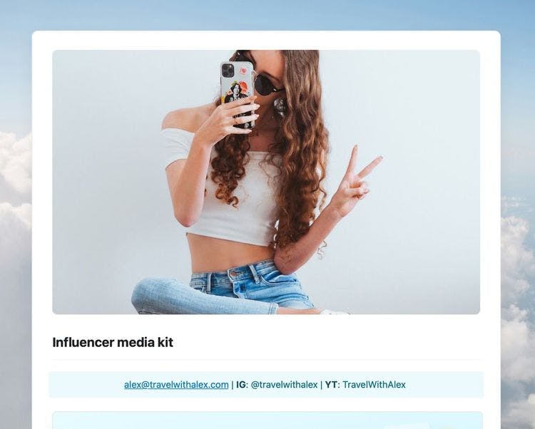 Craft Free Template: influencer media kit in craft 