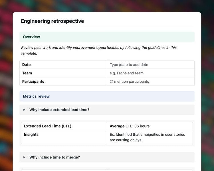 Craft Free Template: Improve collaboration and help your team reach their goals with this retrospective template made for engineers. 