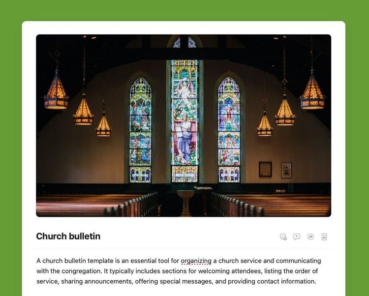 Craft Free Template: Church bulletin in Craft