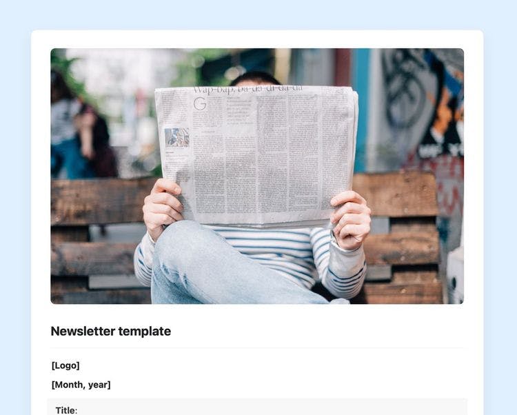 Craft Free Template: Newsletter template in craft