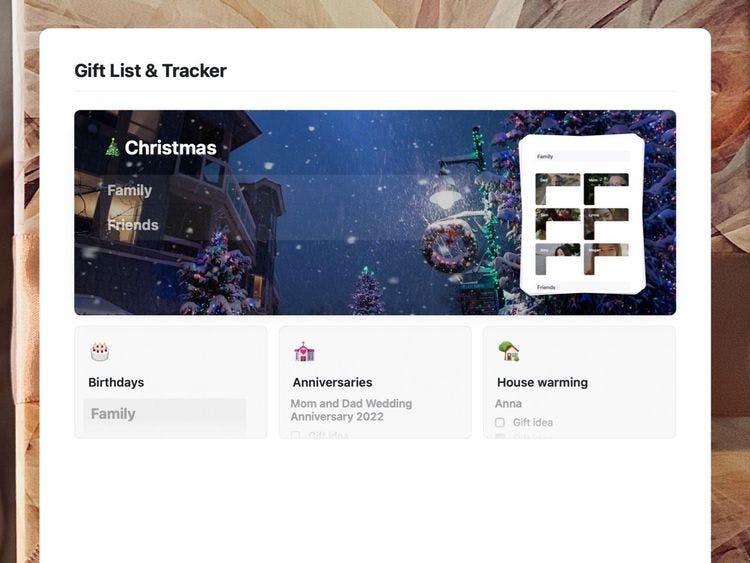 free Gift List Tracker 