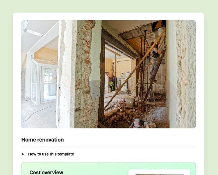 Craft Free Template: Home renovation in Craft