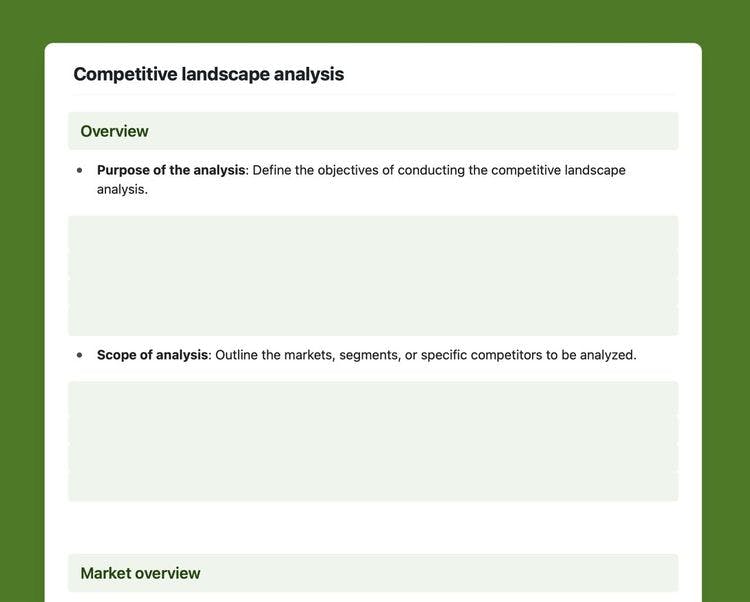 Competitive landscape analysis template in Craft. 
