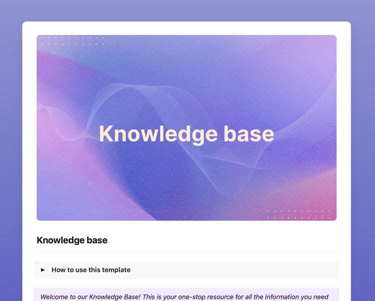 Knowledge base template in Craft showing instructions.