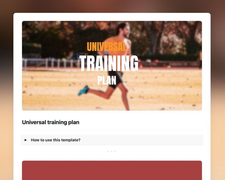 Universal training plan template in Craft showing instructions.