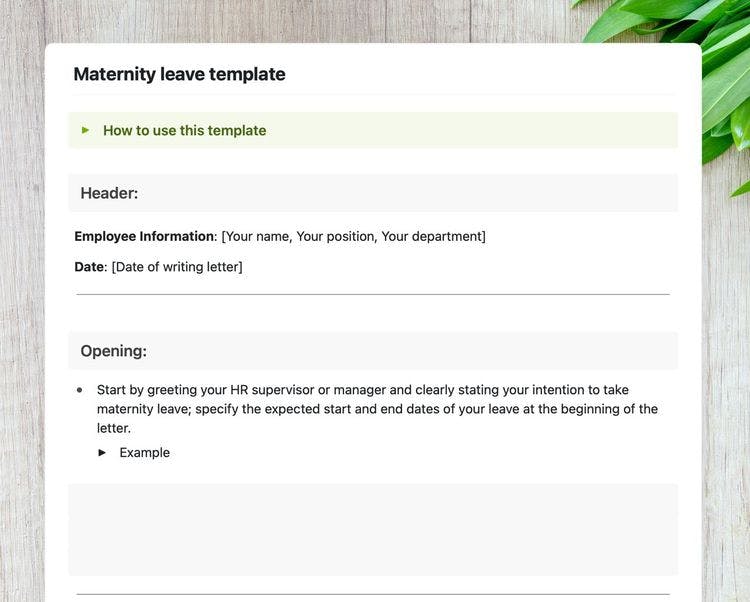 Craft Free Template: Maternity leave in craft