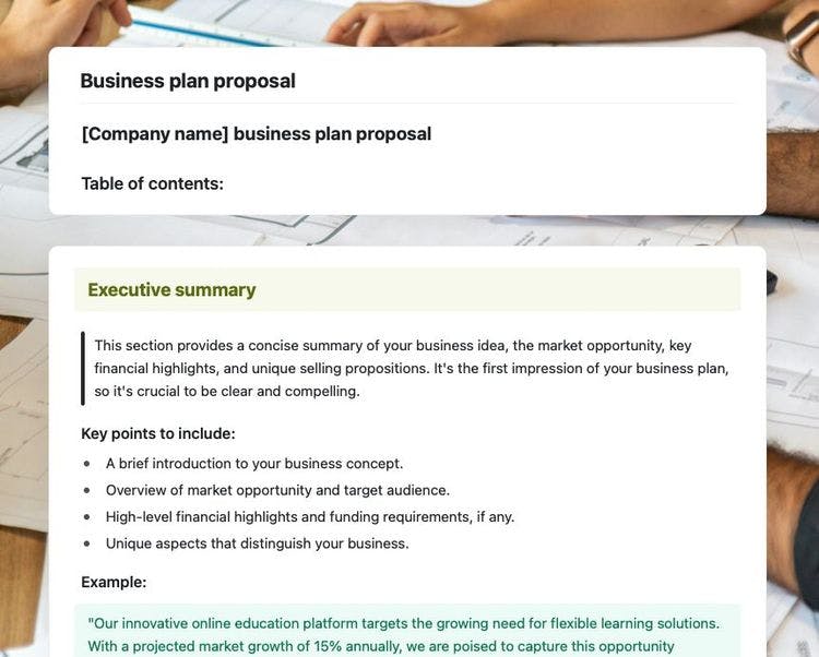 Craft Free Template: Business plan proposal in Craft