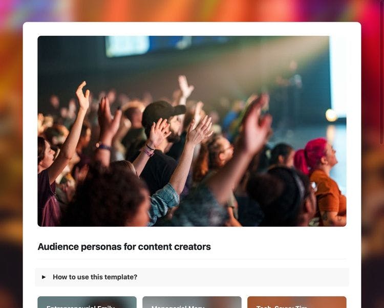 Craft Free Template: Audience personas for content creators template in Craft showing instructions.