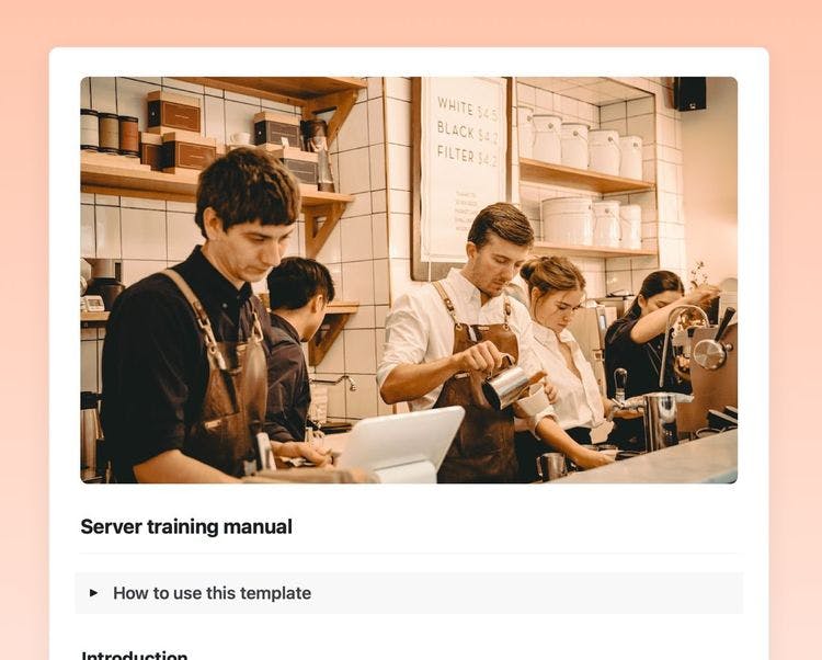 Craft Free Template: server training manual in craft 