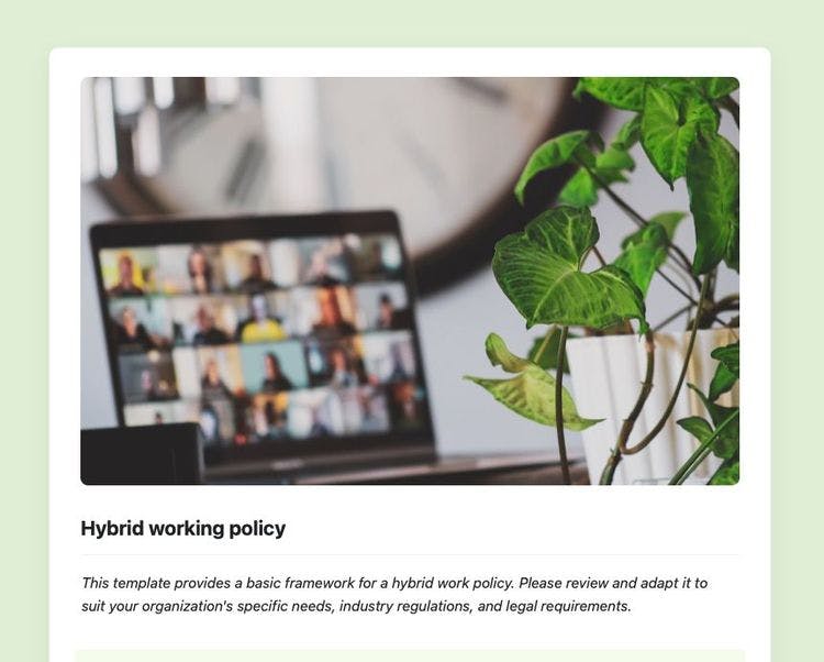 Craft Free Template: Hybrid working policy in Craft