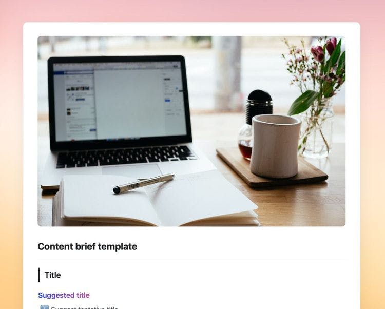 Craft Free Template: Content brief template in Craft showing instructions. 