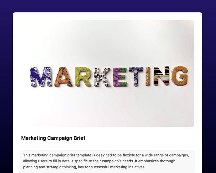 Craft Free Template: Marketing campaign brief template in Craft