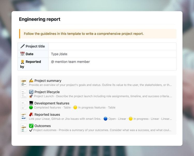 Craft Free Template: Write better reports faster with this engineering report template. Keep comprehensive records of your work, share it with the team, and use it to elevate your workflow. 