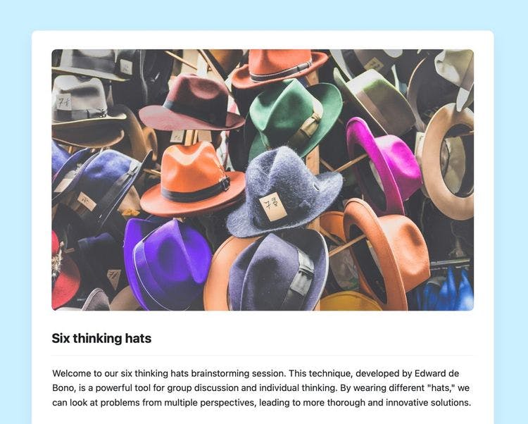 Six thinking hats in craft
