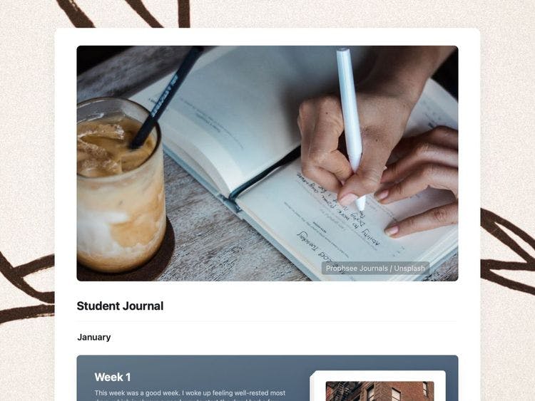 Craft Free Template: Student Journal