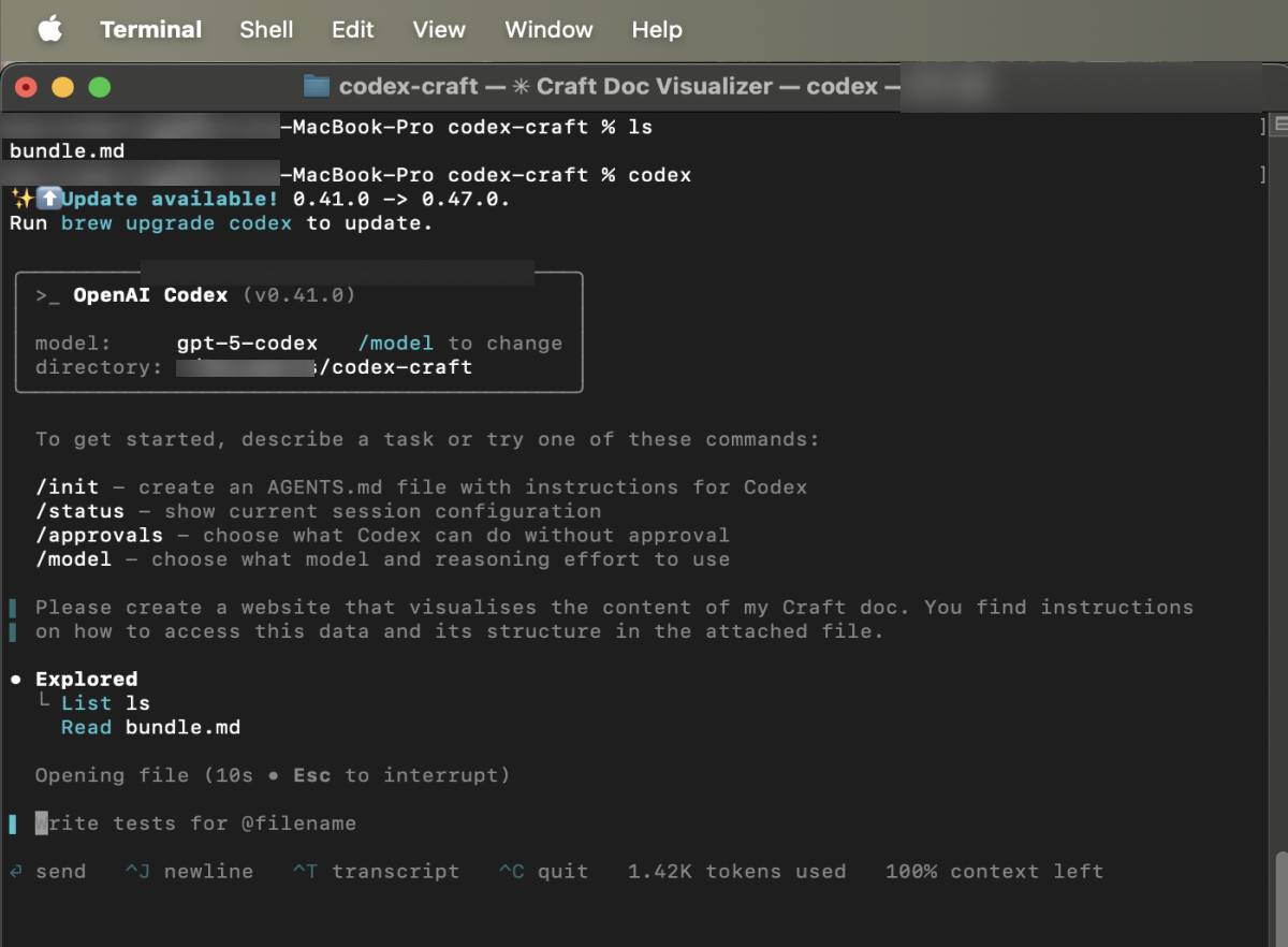 OpenAI CodexでCraftAPIを使用する