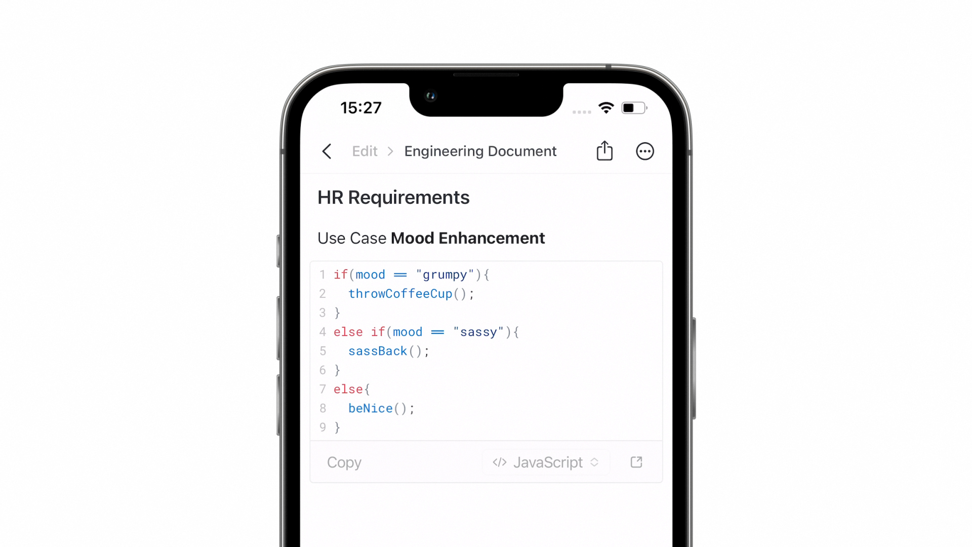 Smartphone showing you can edit code on mobile