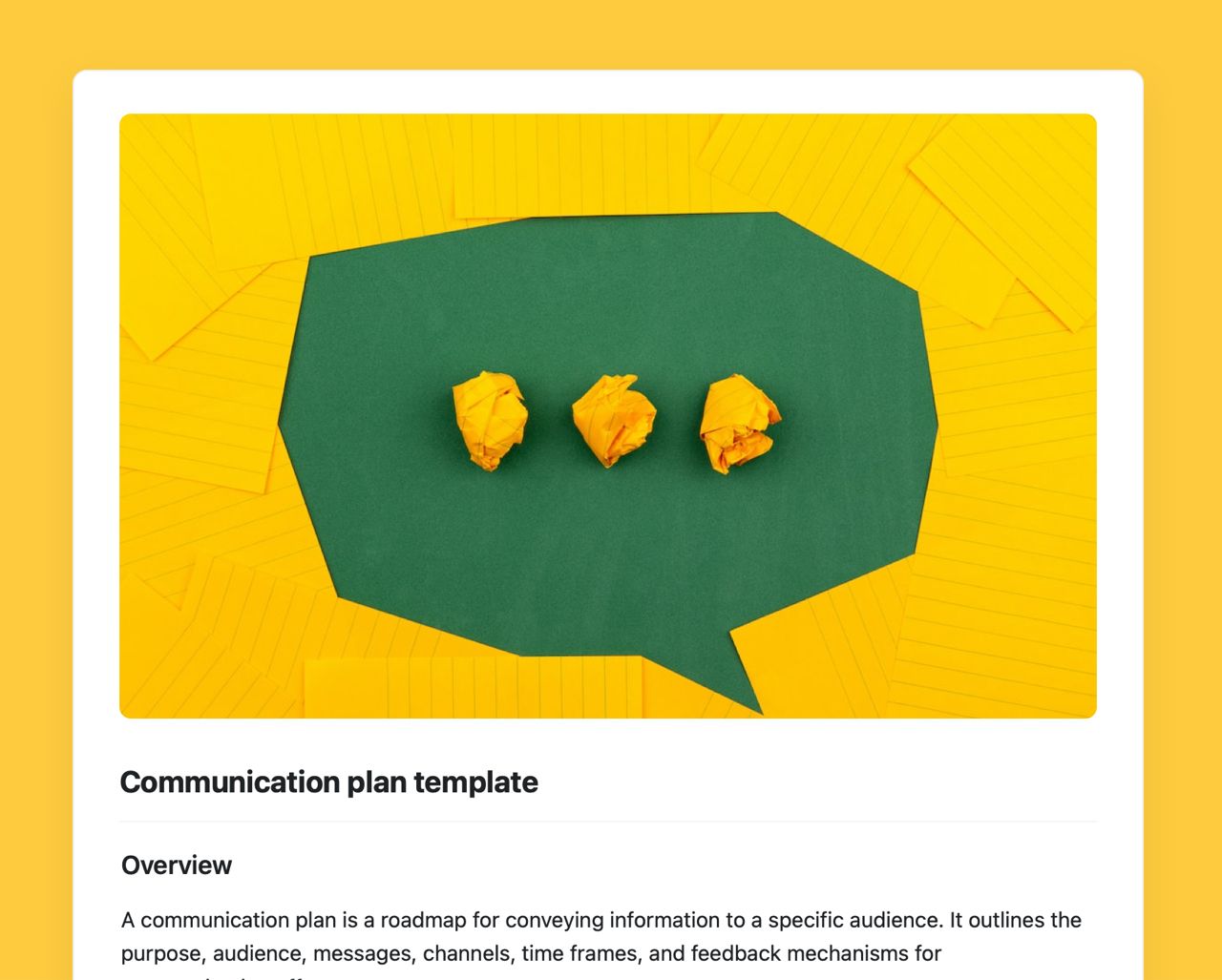 Communication plan template | Free Template | Craft