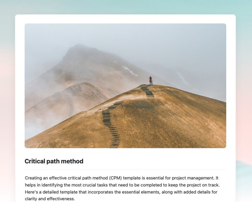 Critical path method | Free Template | Craft