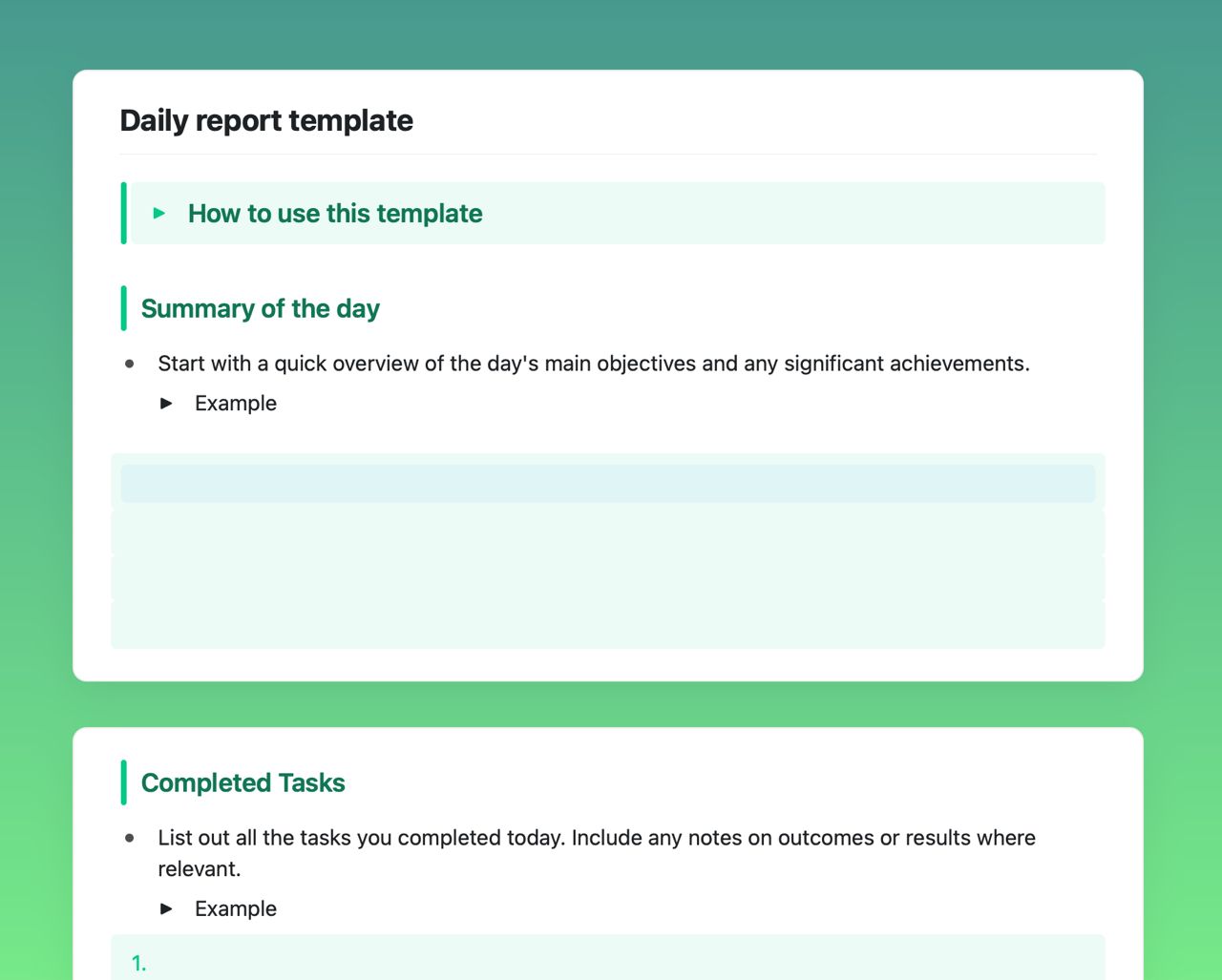 Daily report | Free Template | Craft